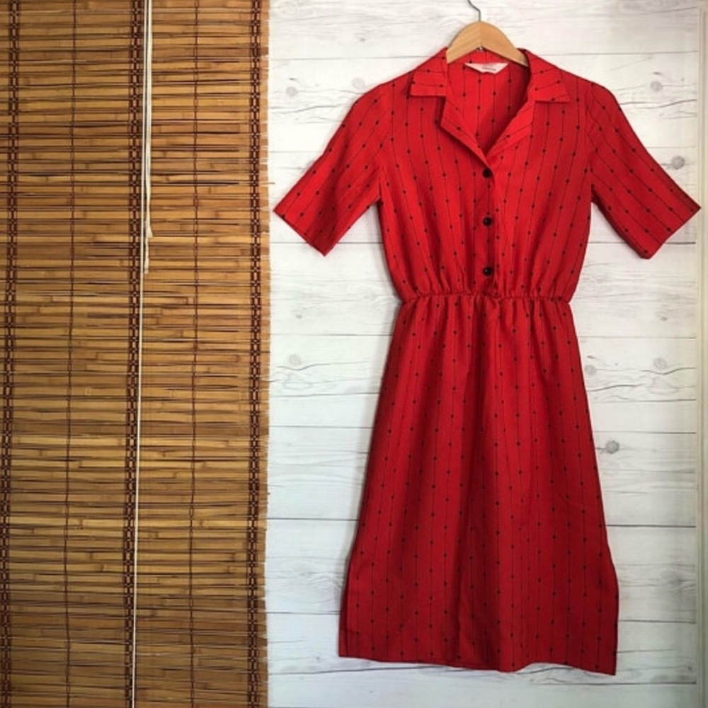Vintage JC Penney Polkadot Shirt Blouson Dress